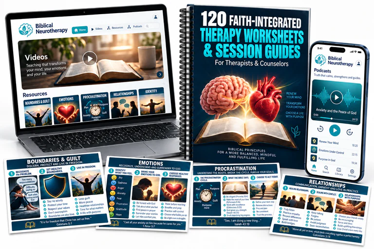 Premium: printable resources, a laptop with videos and materials, and a phone with podcasts in the app